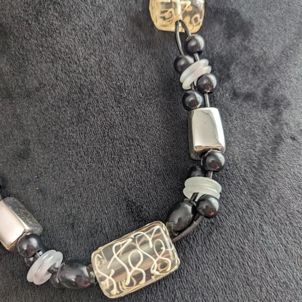 Chico's  Statement Necklace Black and Silver Tone - Picture 2 of 9